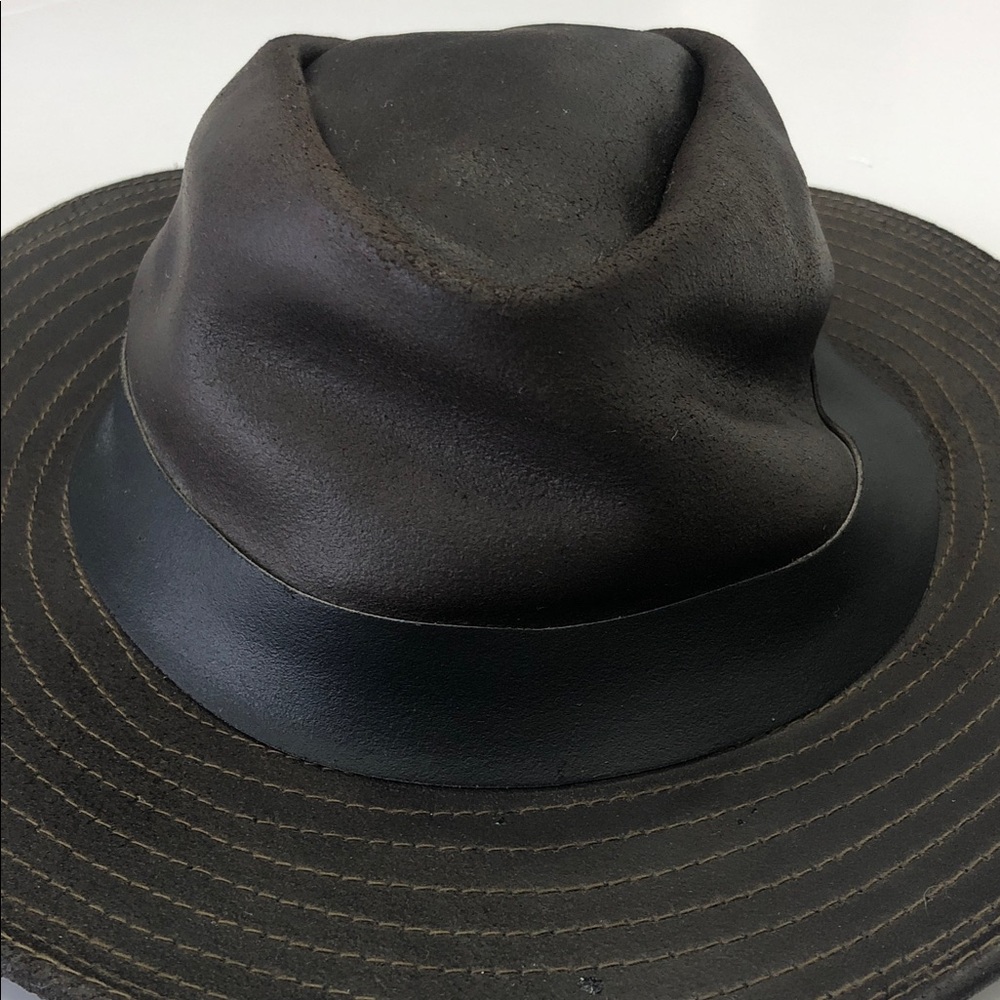 🤠Brown Genuine Leather Trilby / Fedora / Rancher Hat – Size M - Picture 7 of 16